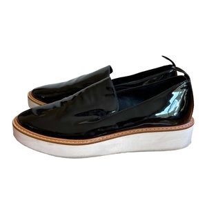 Vince Patent Leather Platform Loafers in Black SIZE 6